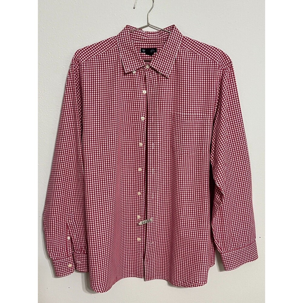 Gap Men's Red and White Gingham Long Sleeve Button Down Shirt Size XL Slim Fit